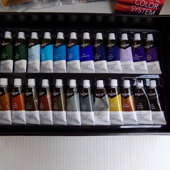 Castle Arts 48 Premium Quality Acrylic Paint And Brushes - Picture 15 of 16